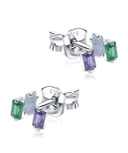 Rectangle CZ Stone Silver Ear Stud STS-5331